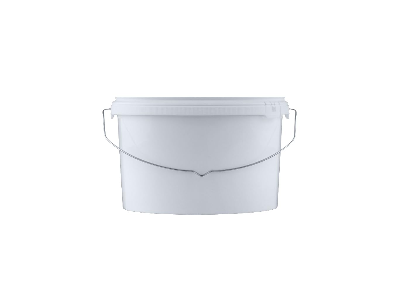 Farb- und Streicheimer oval - 10er Set - mit Deckel - weiß - mit Metallbügel mit Griffrolle - Kunststoff PP, sehr robust - Ideal zum Anmischen und Streichen (5,5 Liter)