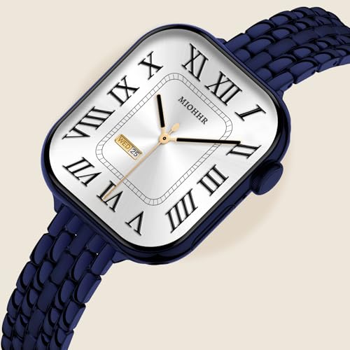 Image of Slim Metal Bands for Apple Watch 38mm 40mm 41mm 42mm(Series 11 /10) | Thin Shiny Stainless Steel Strap Bands for Women, Fit iWatch Series 11 10 9 8 7 6 5 4 3 2 1 SE3 SE2 SE, Dark Blue