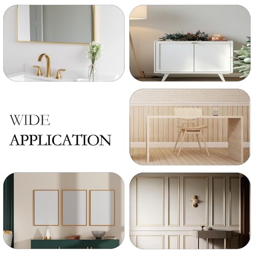 5M Gold Flexible Moulding Trim,Self-Adhesive Decorative Edging Strip for Tile, Wall, Mirror, Ceiling, Floor, Panel, Cabinet，Peel and Stick PVC Mirrior Frame Trim,8MM - Image 6