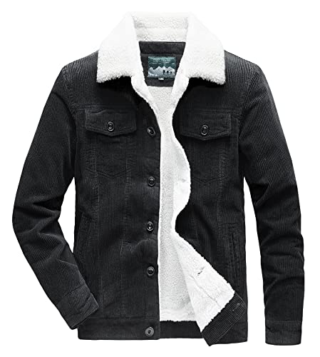 ジャケット・アウター fur hooded corduroy jacket Yhfdflbs Corduroy Jacket Men Sherpa Fleece Lined Trucker