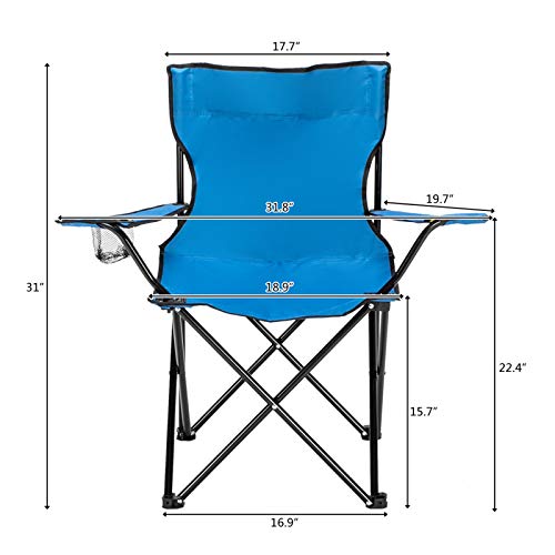Kcelarec Portable Folding Camping Chair With Arm Rest Cup Holder And Carrying And Storage Bag (Blue) #TOP3