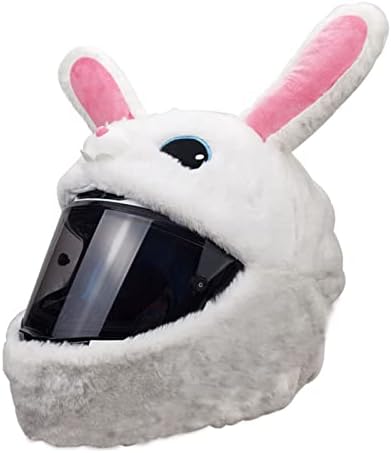 Plush Helmet Cover for Motorcycle Helmet, Full Face Helmet Cover(Cover Only. Helmet Not Included) Cartoon Helmet Protective Cover Helmet Accessory Fun Gifts (Rabbit)