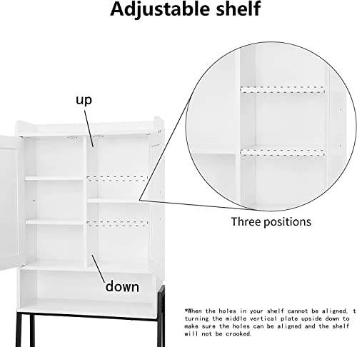 Apexnova Over The Toilet Storage Cabinet, Wooden Space-Saving Bathroom Organizer Shelf Over Toilet Storage Rack With Double Door And Adjustable Feet #TOP3