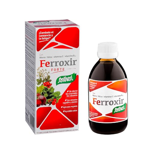 SANTIVERI - Ferroxir Forte, Complemento Alimenticio a Base de Hierro, Vitaminas C, D, del Grupo B y Ácido Fólico, Ayuda con el Cansancio, la Fatiga y el Sistema Inmunitario - 240 ml