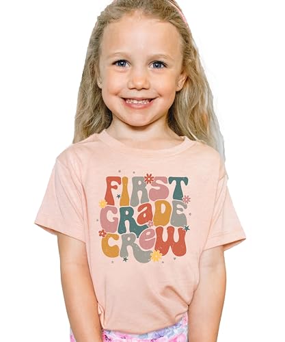 Olive Loves Apple First Grade Crew Shirt for Girls Colorful Retro Back to School Graphic T-Shirt for Kids2