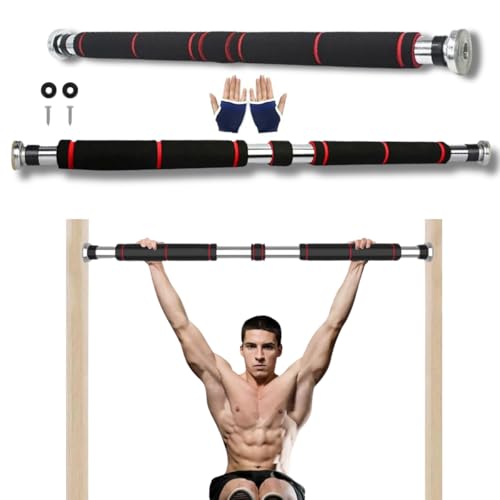 CLOUDFOUR Pull Up Bar Adjustable Strength Training Chin up Bar Doorway Workout Bar with Foam Grip Indoor Fitness Equipment for Home Gym Sports Exercise Upper Body Workout Safe Locking Non-slip
