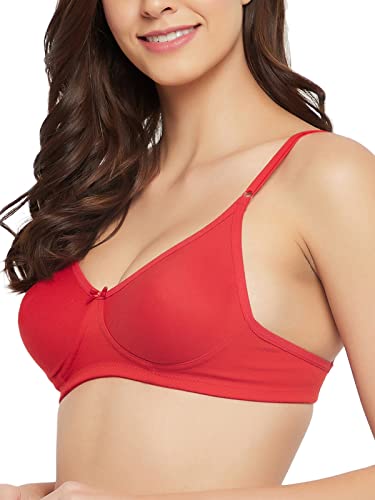Image of Clovia Women's Cotton Non-Padded Non-Wired Full Cup T-Shirt Bra in Red