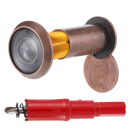 Door Viewer Peephole 220 Degree Wide Angle Peephole with 16mm Drill Bit Door Peepholes with Heavy Duty Swivel Privacy Cover for 1-3/8“ to 2-1/6” Doors