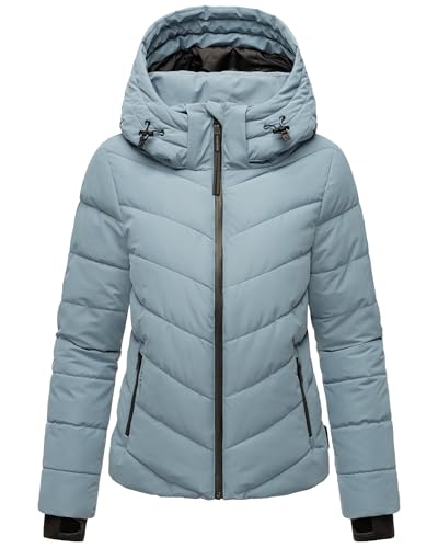 MARIKOO Damen Winterjacke warme Steppjacke mit abnehmbarer Kapuze Samuiaa XVI Powder Blue Gr. L