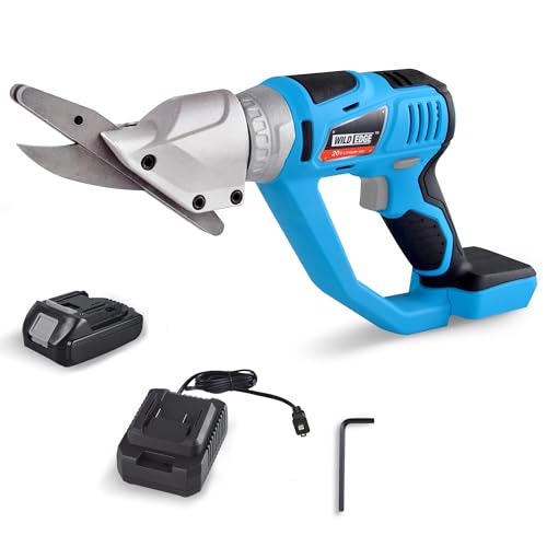 Wild Edge Cement Board Cutter, 20 Volt Battery Powered Hardie Board Cutter for Fiber Cement Siding, Tile Backer Board with 360 Degree Swivel Head, 2.0 Ah Battery and Wall-Mounted Charger