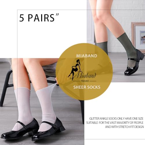 5 Pairs Sparkly Socks Sheer Glitter See Through Socks Colorful Sheer Lace Sock for Women4