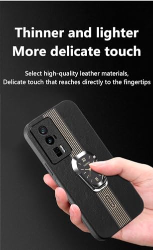 Capa para Poco F5 Pro 5G Capinha Business Deluxe Leather Phone Soft Case com suporte magnético invis