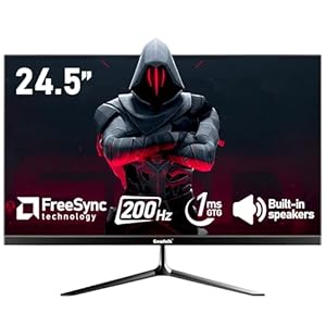 Gawfolk – Monitor para juegos de 24.5 pulgadas, PC 200Hz, pantalla FHD 1080p, altavoces incorporados, 1ms sin bisel, FreeSync, 99% sRGB, ángulo de visión de 178°, HDMI, DisplayPort, compatible con