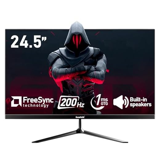 Gawfolk 24.5 Inch IPS PC 200Hz Gaming Monitor, FHD 1080p Screen, 1ms Without Bezel, freesync, 99% sRGB, 178 ° Angle View, HDMI、DisplayPort, Compatible with Wall mounting 75 * 75MM - Black