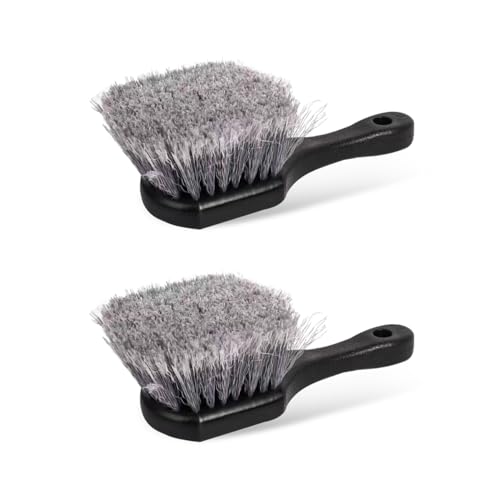 Ohleats 2PCS Wheel & Tire Brush for Car Rim, Soft Cleaning Bristle Releases Dirt and Road Grime, Multipurpose Detailing Brush with Short Handle for Easy Scrubbing, Car Accessories