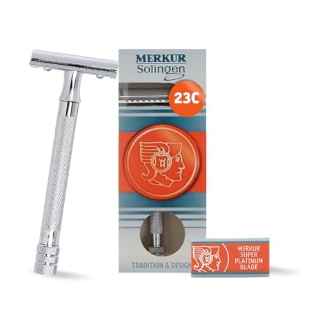 Merkur Long Handled Safety Razor, 1 Count, Silver Cover