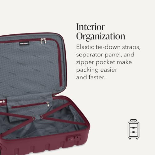 Image of SWISSGEAR Signature Hardside Expandable Carry-On Spinner Luggage, ABS Construction, TSA-Friendly Lock, and Built-In Cupholder, White, 19-Inch, Merlot, 2-Piece Set (19 /27), Signature Hardside