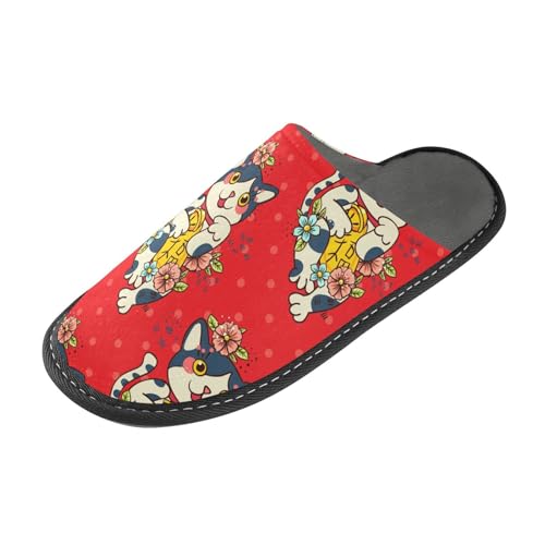 Pantuflas japonesas de gato para mujer, pantuflas de casa de espuma viscoelástica para casa, zapatos de dormitorio, multicolor, 40/41 EU