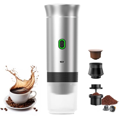 Portable Espresso Machine - Self-Heating Coffee Maker for Travel, Camping, Office, Home, RV, Hiking - 3 in 1 Rechargeable Design