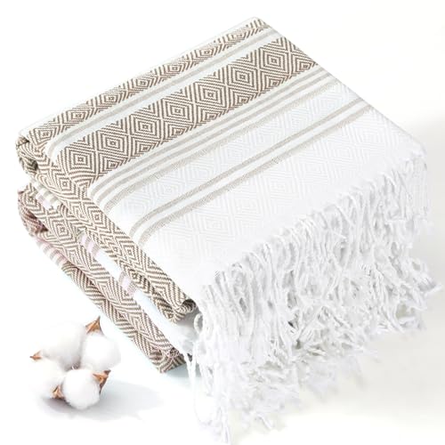 2 Packs Cotton Oversized Turkish Beach Towels 74"x38" Soft Quick Dry Sand Free Pool Swimming Towel Extra Large Xl Compact Sandless Adult Travel Essentials Cruise Accessories Must Haves Vacation Stuff