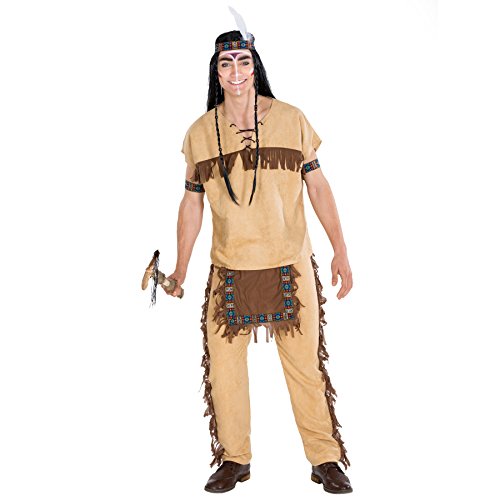 dressforfun Herrenkostüm Indianer | Kostüm + Haarband und Armband | Häutpling Indianerin Verkleidung (XL | Nr. 300607)