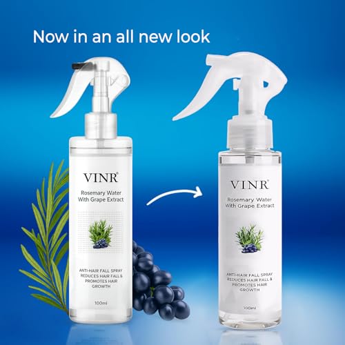 Image of VINR Rosemary Hair Spray for Hair Growth & Thickness | Infused With Vitis Vinifera | Enriched with Rice Water & Rosemary Water & Mint Scalp Strengthening | Hair Mist | Controls Hairfall, Adds Softness Pack of 2 (200 ml)