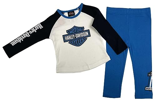Harley-Davidson Baby Girls' Colorblock Rib Knit Infant Long Sleeve Tee/Pant Set