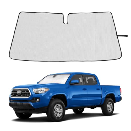 Front Windshield Sunshade for Toyota Tacoma 2006-2024 Accessories, Windshield Sun Shade, Foldable Reflective Sun Visor, Screen Shield Cover UV Blocker Protector HeatShield Keeps Your Vehicle Cool