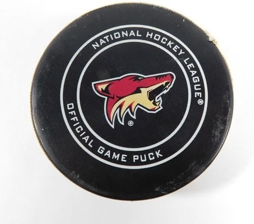 2019 Arizona Coyotes vs. Vancouver Canucks Game Used Puck 2-28-19 - NHL Unsigned Game Used Pucks