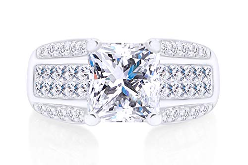 Jewel Zone US White Cubic Zirconia Engagement & Wedding Octagon Bridal Ring Set in 14K Gold Over Sterling Silver