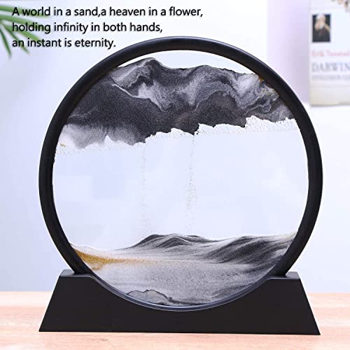 Image of NYRWANA Sand Art, Moving Sand Art,Sand Art Decor Picture Glass Liquid Wall Painting, 3d Deep Sea Sandscape Natural Landscape in Motion Display with Flowing Sand Frame for Home Decor, Diwali Gift Item, (10 inch, Black)