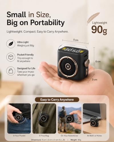 Image of CASON Mini Bluetooth Speaker with Mic,Magnetic Pocket Speakers with Back Clip, Small Wearable Bluetooth Speaker with Clear Sound for Travel, Home & Outdoor Use (Dark Grey)