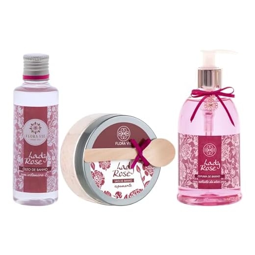Kit Lady Rose – Espuma de Banho 380ml + Óleo de Banho 140ml + Sais de Banho Espumante 200g | Hidratação, Relaxamento e Perfume | Spa em Casa