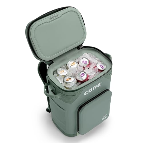 Image of CORE Magnetic Leak Proof Soft Cooler with Waterproof Zipper | Insulated Bag Portable Ice Chest Box | Best Soft Cooler for Food & Beverages for Tailgating, Car Camping, Travel, and Family Beach Picnics