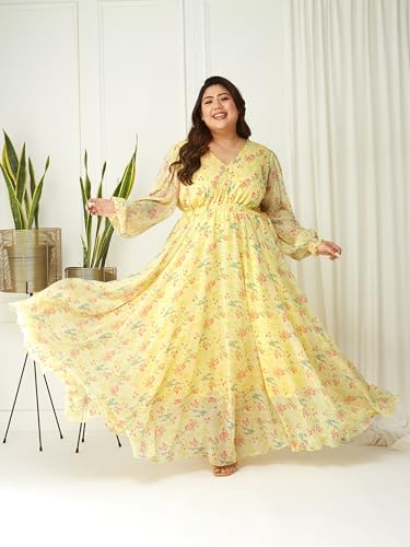 Image of Miss Chase A+ Women's V-Neck Three-Quarter Sleeve Floral Wrap Chiffon Midi Dress
