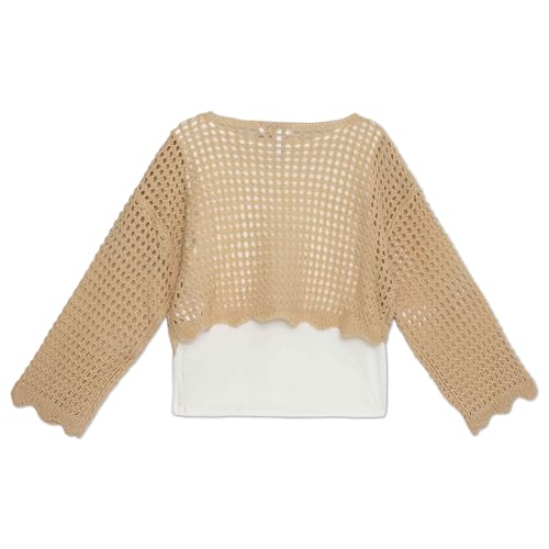 Speechless Baby Girls' 2-Piece Long Sleeve Crochet Sweater with Tank2