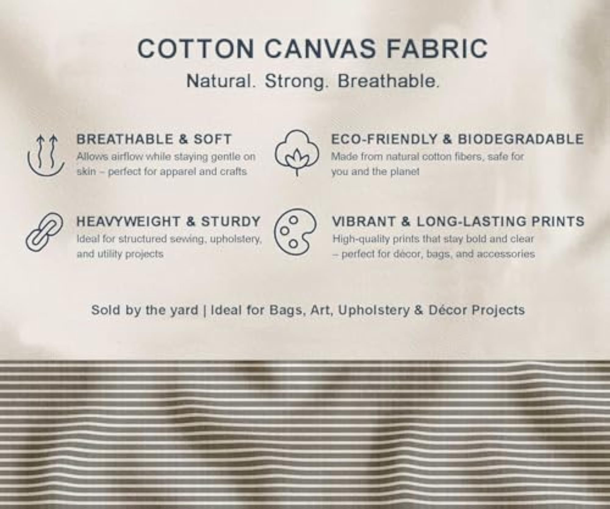 Cotton Canvas Stripe Pattern Fabric, Durable for Crafts