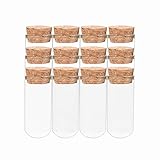 VOFUWS Glass Test Tubes, 12pcs 30ml Clear Test Tubes with Wooden Stopper for Scientific Experiments,...