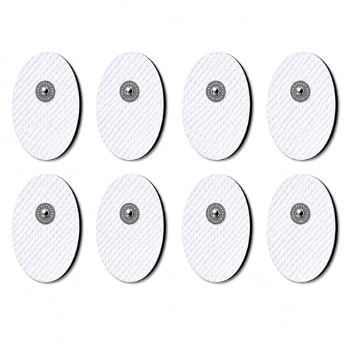 Image of AGAM Digital Therapy Machine Electrodes (Oval Shape) - Strong Adhesive Gel, Universal Replacement Pads for Muscle Pain Relief, Reusable TENS Unit Electrode Pads (Pack-8)