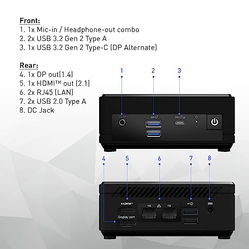 Image of msi Cubi N ADL Mini PC: Intel Celeron N100, Wi-Fi, Thunderbolt Type C, Black, Non-OS /Barebone: ADL-020BUS