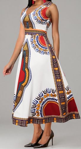 Image of VisiChenup African Print Dress for Women Casual Midi Dress