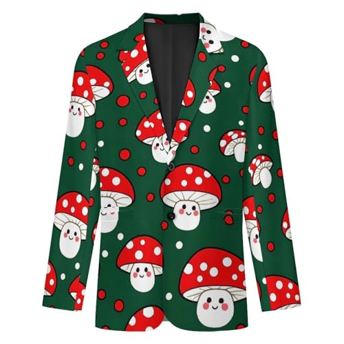 Cute Mushroom Men's Slim Suit Long-Sleeve Prom Tuxedo Classic Two Button Business Jacket4