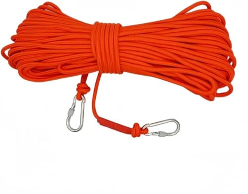 Barino 8mm 多用途ロープ 5M/10M/15M/20M/30M 耐荷重、厚手のスチールワイヤーコア、アウトドアキャンプベルトダブルフック (直径8mm 10mダブルフック,オレンジ(スチールワイヤーコア))