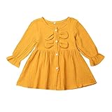 MysterLuna Newborn Baby Girls Dress Ruffle Polka Dot Long Sleeve Tutu Dress (Yellow B, 6-12 Months)