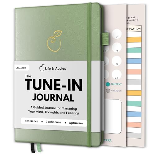 Image of Life & Apples Journal for Women - Guided Mindfulness Journaling Notebook with prompts - for Improved Mental Health, Less Anxiety & Stress, More Positivity & Resilience - A5 Tune-in Sage Green
