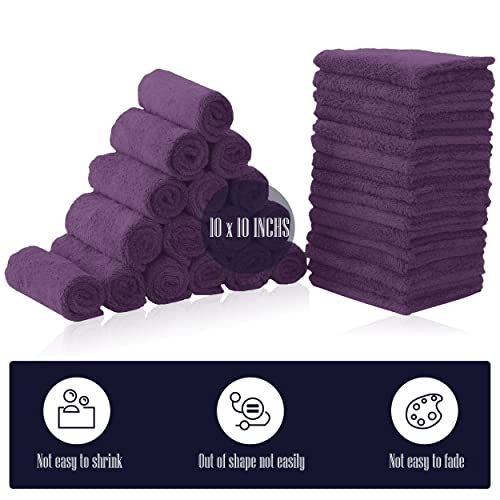 Image of 32 Pack Baby Washcloths - Luxury Coral Fleece - Extra Absorbent and Soft Wash Clothes for Newborns, Infants and Toddlers - Suitable for Sensitive Skin and New Born - Baby Shower - Plum, 10x10 Inch