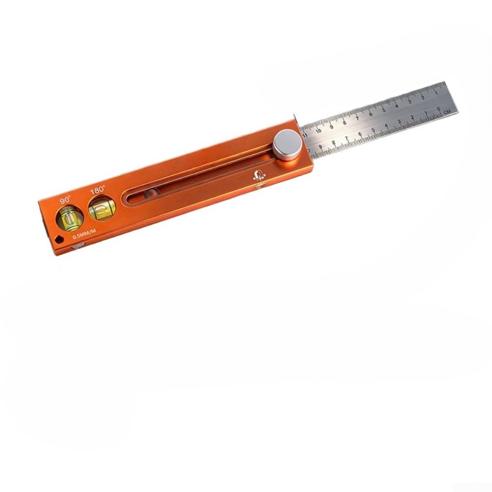Septoolshop Extendable Aluminum Alloy Marking Level Multifunctional Measuring Ruler with Level Bubble Heavy-Duty Precision Tool 12-24 Inch Clear Graduations Lightweight Design