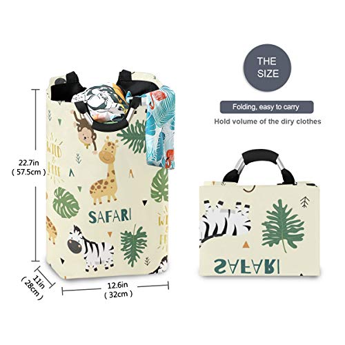 Ajinga Kids Laundry Hamper With Handles-Collapsible Fabric Laundry Bakset Dirty Clothes Hamper For Women,Cute Safari #TOP4