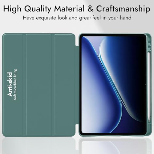 Image of Robustrion Cover for OnePlus Pad Go 2 12.1 inch Cover Case with Pencil Holder, Trifold Cover Case for OnePlus Pad Go 2 Tablet Cover [Auto Sleep Wake Support] - Dark Green