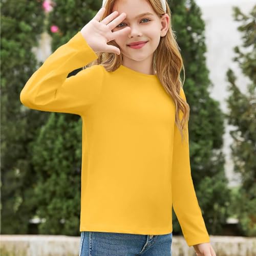 Kids Girls Long Sleeve T Shirts Solid Color Crew Neck Casual Fit Basic Tees Trendy Comfy Soft Fall Tops Tees Clothes3